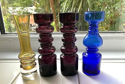 Buy Vintage 1960's 4 X Art Glass Vases ~ 6  Tall • 25.50£