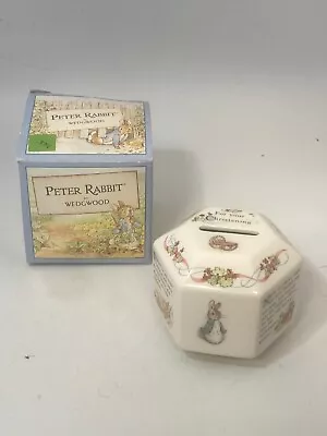 Buy Peter Rabbit Wedgwood Christening Money Box Hex Shaped Box 1992 Gift #RAG GA825 • 3.17£