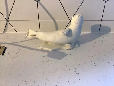 Buy KAISER Porcelain Bisque Matte White Reclining Seal 14cm Figurine 604 • 2£