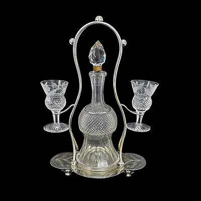 Buy Victorian Edinburgh Crystal 'Thistle' Silver Plated Decanter Set, 2 Shot Glasses • 250£