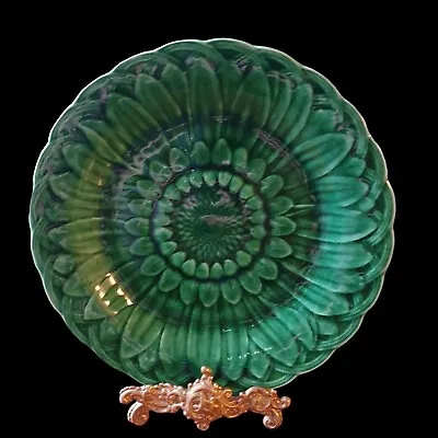 Buy Antique Wedgwood Majolica Sunflower Plate  Green Glaze 21.5cm  • 18£