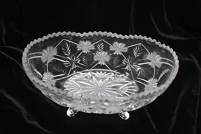 Buy Vintage Art Deco Boat Shape Serrated Edge Footed Candy Dish Frosted Flowers • 10£