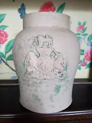 Buy Antique Stoneware Royal Crest Pot Jar Crest Coat Arms Flower Vase • 29.99£