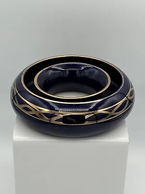 Buy Pottery Ceramic Ring Circular Blue Posy Pansy Ivy Bud Succulent Vase Planter • 19.25£