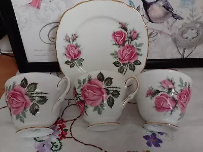 Buy Queen Anne Cups & Side Plate - Replacement/Spares - Pink Roses Pattern 7529 • 8£
