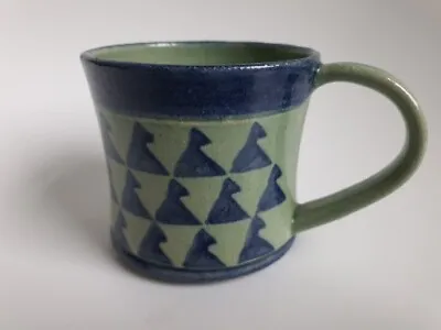 Buy Earthenware Studio Pottery Green & Blue Mug • 12.99£