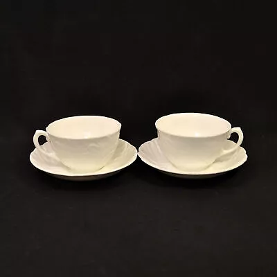 Buy Coalport Set Of 2 Cups & Saucers Country Ware White Embossed Leaves 1960+ MCM • 44.33£