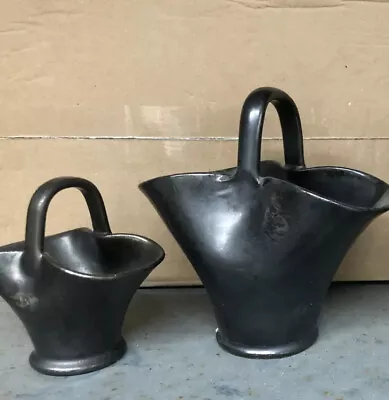 Buy Vintage Dicker Ware Pottery X2 Black Lustre Adventure Glaze Baskets Large+ Small • 25£