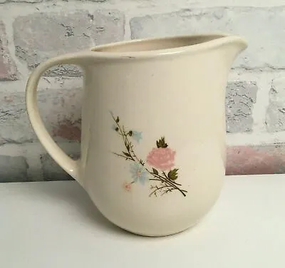 Buy Vinatge Romanian Pottery Large/Wide Cream Jug With Pink & Blue Flowers • 13.73£