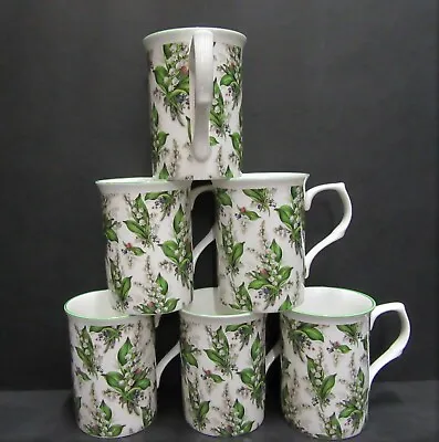 Buy Set Of 8/6/4/2/1 Mugs Lily Of The Valley Fine Bone China  Mugs Castle Shape 10oz • 10.99£