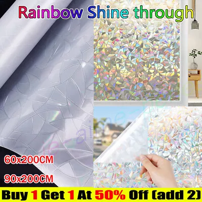 Buy 2M Rainbow Frosted Window Film Privacy Stained Cling Static Glass Sticker Decors • 6.69£