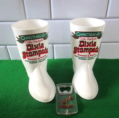 Buy Dolly Parton's Dixie Stampede Christmas Plastic Boot Cups W/ Butterfly Opener • 11.37£