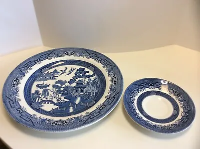 Buy Vintage Churchill Of England Blue Willow Plates • 14.41£