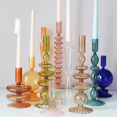 Buy Vintage Colour Glass Candle Holder Mid Century Candlestick Wedding Flower Vase • 10.03£