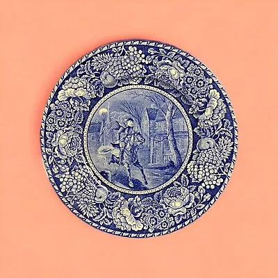 Buy Antique Royal Fenton Staffordshire England Paul Revere’s Ride 9-7/8” PLATE BLUE • 18.94£