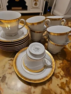 Buy Contemporary By Noritake Legacy Gold Cup And Saucer Set Of 8 • 130£