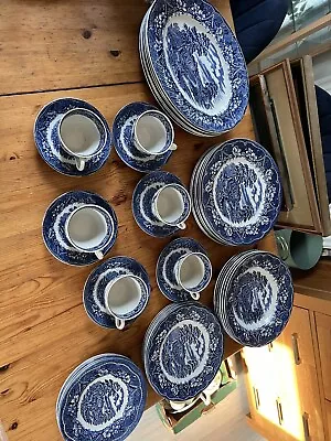 Buy Barrett’s Of Staffordshire Old Castle China 42pieces Willow Pattern • 30£