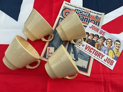 Buy 1940s Woods Ware JASMINE Cups  X 4  ~ Mid Century Utility Wartime • 20£