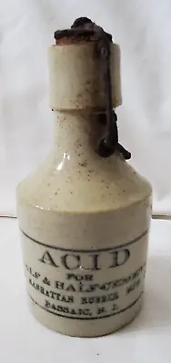 Buy Sealed Small Antique Stoneware Bottle Acid For 1/2 &1/2 Cemant Passiac Nj • 38.42£