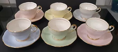 Buy Charming Set Harlequin Royal Standard Tea Cups & Saucers X 6 Rainbow 50's 60's • 39.95£