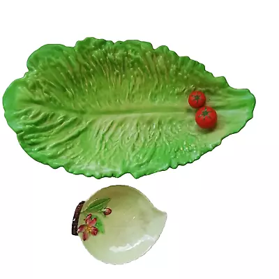 Buy Vintage Carlton Ware Lettuce Leaf And Raised Tomato Bowl & Small Dish 1621 • 9.99£