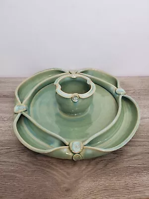Buy Ballyelland Pottery Green Glazed Chip Dip Sectioned Dish Handmade Ireland • 49.99£