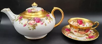 Buy Vintage Royal Chelsea Golden Rose English Bone China Teapot With Cup & Saucer • 443.96£