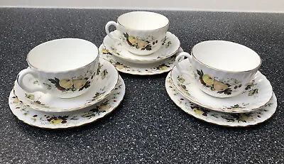Buy Royal Vale Bone China Tea Set Trio Cup Saucer Side Plates Fruit Leaves • 15£