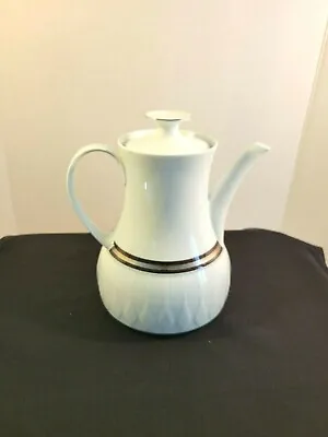 Buy Thomas Germany White Porcelain Coffee Pot Juice Server W/Lid Brown Gold Band 10  • 23.04£