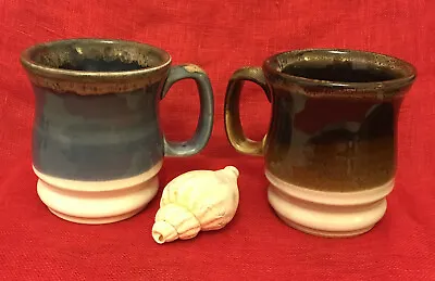 Buy Pair Of Vintage Studio Pottery Mugs 9cm Tall. Made In England. • 12£