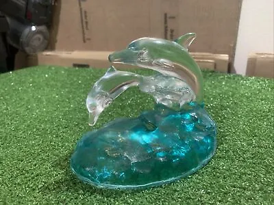 Buy Dolphins Glass Ornament Crystal D'Arques Vintage Very Rare Colour Base • 24.99£