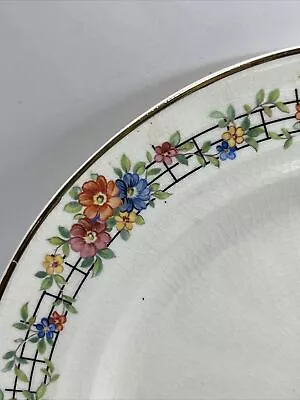 Buy Crown Potteries Co Gold Rim Floral Dinner Plate 9 1/4”  Made In USA  2 Vintage • 25£