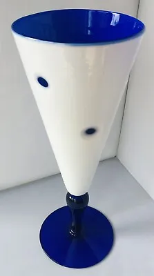Buy Bohemian Art Glass Polka Dot Vase Cobalt Cased 12.4” • 25£
