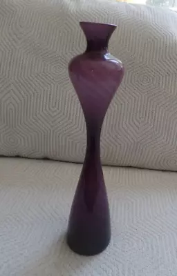 Buy Vintage Italian Art Glass Amethyst 12   Vase White Lining • 48.03£