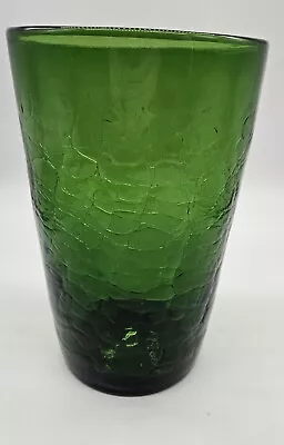 Buy Vintage Mid Century Blenko Bucket 366 Vase Jade Emerald Green Crackle Glass 9.5  • 47.24£