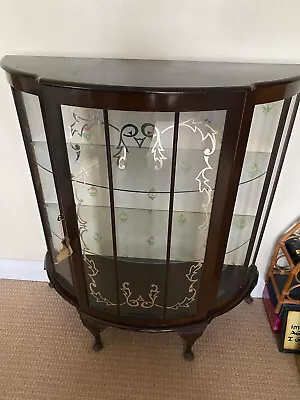 Buy Vintage Antique Glass Wooden Queen Anne Display China Cabinet - Drinks Cocktail • 20£