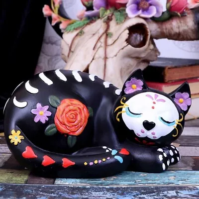 Buy Sleepy Sugar Figurine Mexican Day Of The Dead Sugar Skull Cat Ornament • 20.99£