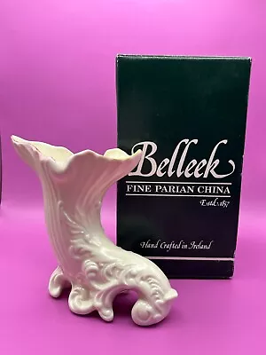 Buy BELLEEK IRELAND POTTERY SHELL  SCROLL VASE With BOX. • 5£