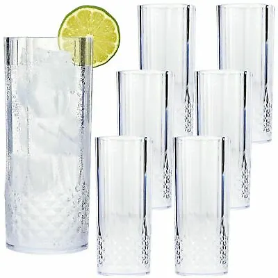 Buy 6pk Clear Crystal Effect Plastic Drink Highball Tumblers Reusable Glasses Party • 9.26£