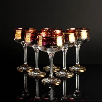 Buy Bohemian Crystal Glass Lead Glass Champagne Set From 6 Vintage Mid Century • 105.82£