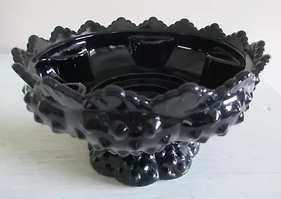 Buy Fenton Ebony Black Amethyst Hobnail Glass Candle Holder Bowl VINTAGE • 28.41£