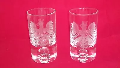 Buy A Lovely Pair Of Retro , Scandinavian , Etched Shot Glasses With Trapped Bubble. • 17.99£