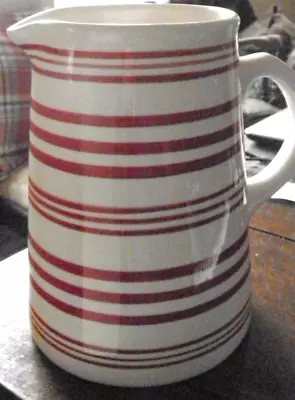 Buy Vintage Laura Ashley  Home Red Striped Pottery Pitcher / Jug Large Jug 19 Cm Vgc • 10£