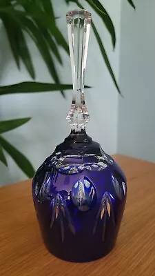 Buy Bohemian Cobalt Blue Flash Glass Cut To Clear Table Bell Excellent Condition  • 17.99£