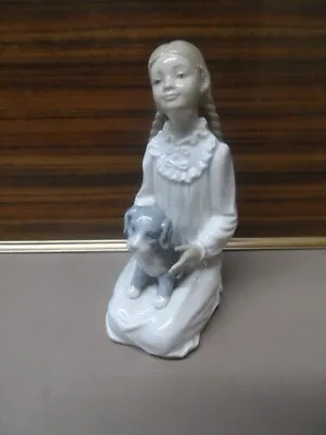 Buy Nao Lladro Daisa 1977 Girl Holding A Puppy Dog Porcelain Figurine Vintage • 37.50£
