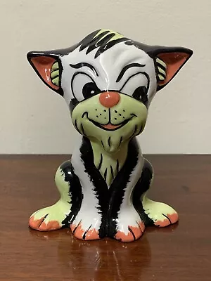 Buy Signed Lorna Bailey Studio Pottery Cat Figure - White Red & Lime Green • 45£