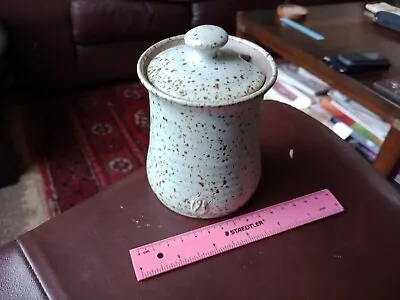 Buy Malcolm Flatman Sutton Pottery, Norfolk.  Stoneware Speckled Lidded Jar. 4.75 Hi • 18.50£