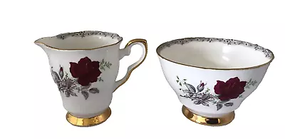 Buy Royal Stafford ROSES TO REMEMBER: Milk Jug & Sugar Bowl White Gold FREE POSTAGE • 13.95£
