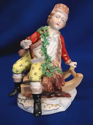 Buy Antique Dresden Porcelain By Carl Thieme Sledding Boy Figurine • 144.10£