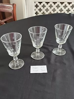 Buy Three Victorian Star Etched Wine Glasses • 30£